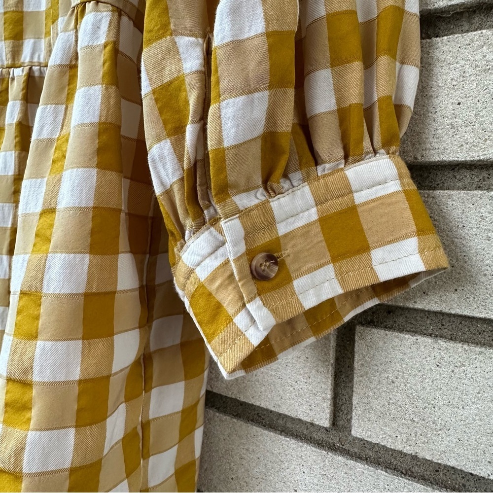 Maeve‎ Anthropologie April Gingham Babydoll Blouse Mustard Yellow Check S - Picture 7 of 10